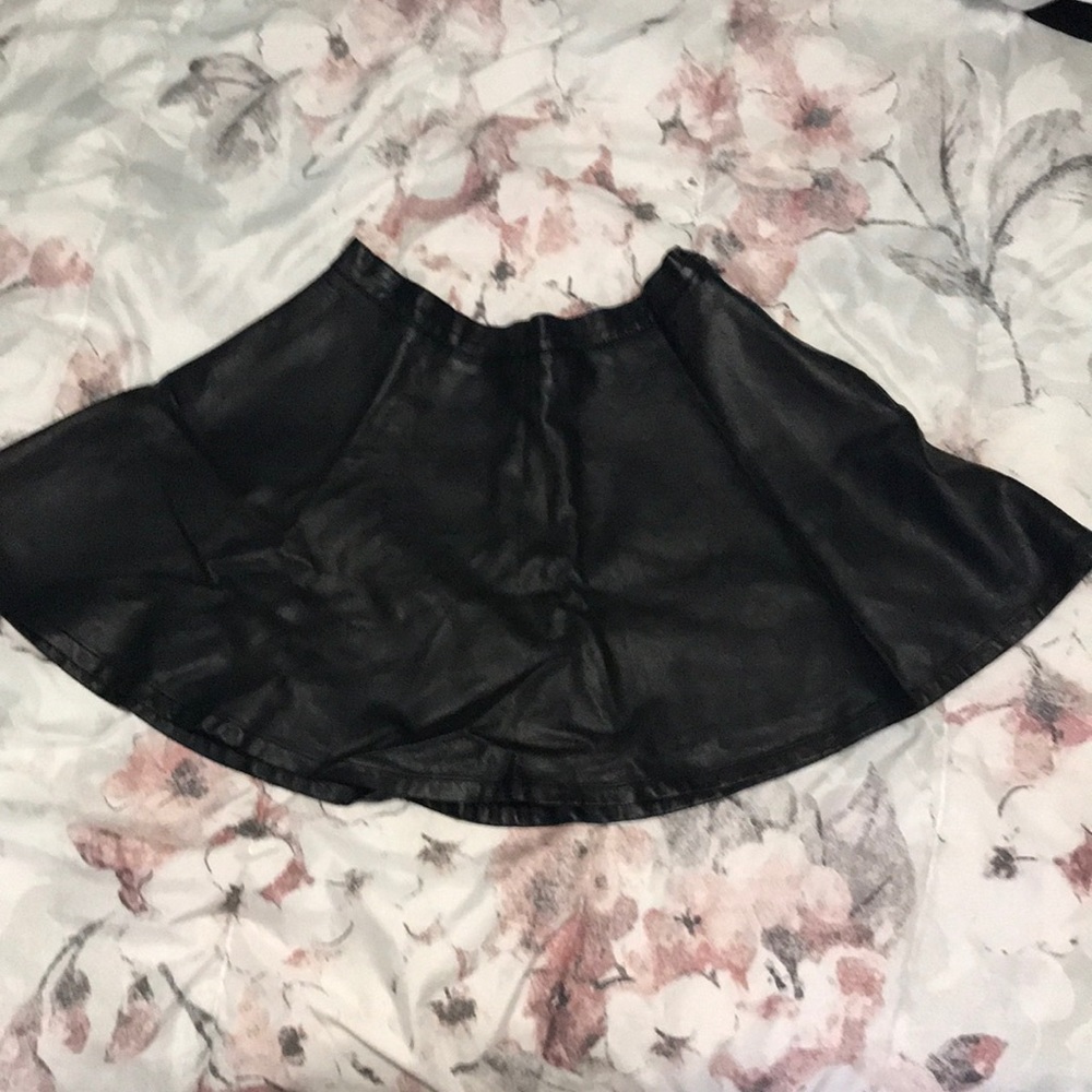 Black leather circle skirt